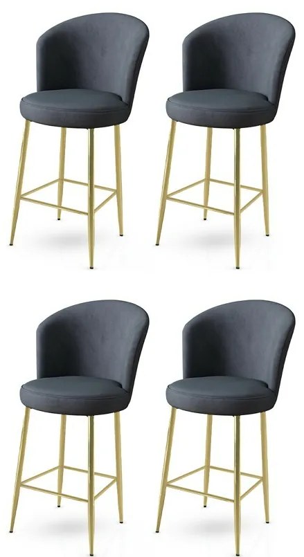 Zestaw krzeseł barowych Fora Anthracite and Gold,4 szt., 4 szt.