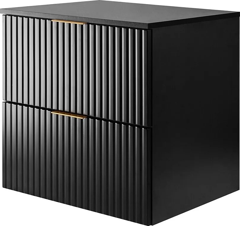 Szafka pod umywalkę, Czarny, 60 x 57 x 46 cm, uchwyt złoty + Blat