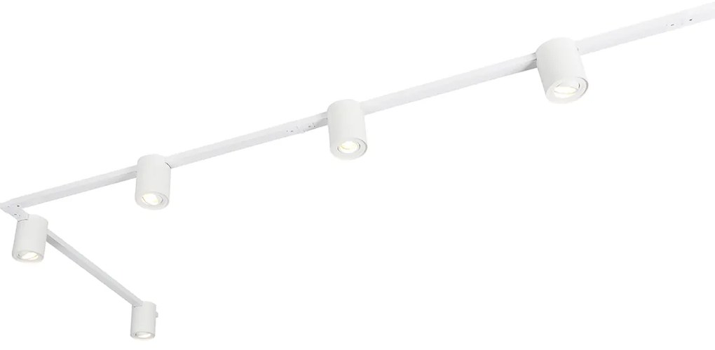 Nowoczesny system szynowy biały z 5 reflektorami 1-fazowymi - Rondoo Up