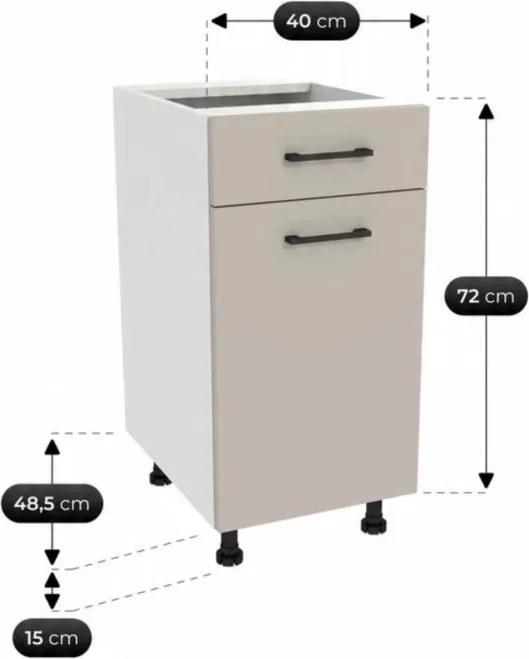 Zestaw Mebli Kuchennych MODERN 170 cm Kaszmir/Biały Nowoczesny