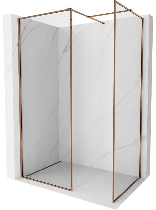 Mexen Kioto-F ścianka prysznicowa Walk-in z ramką 145 x 70 cm, transparent 8 mm, różowe złoto - 800-145-202-04-60-070