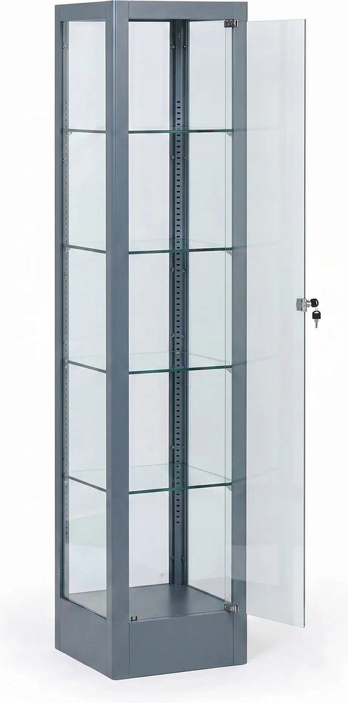 Witryna szklana, 1800 × 400 × 400 mm, szara