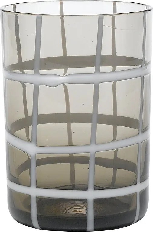 Zafferano Twiddle – zestaw 6 szarych szklanek dmuchanych, 35 cl – ręcznie robione szklanki z białym zdobieniem, można myć w zmywarce