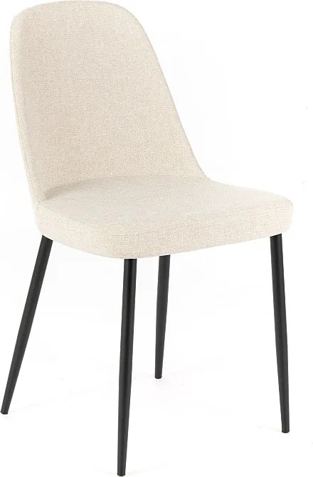 Conjunto de 4 cadeiras modernas em tecido bege "Giglio" com pernas em metal pintado, 46x55 cm, 85 cm de altura