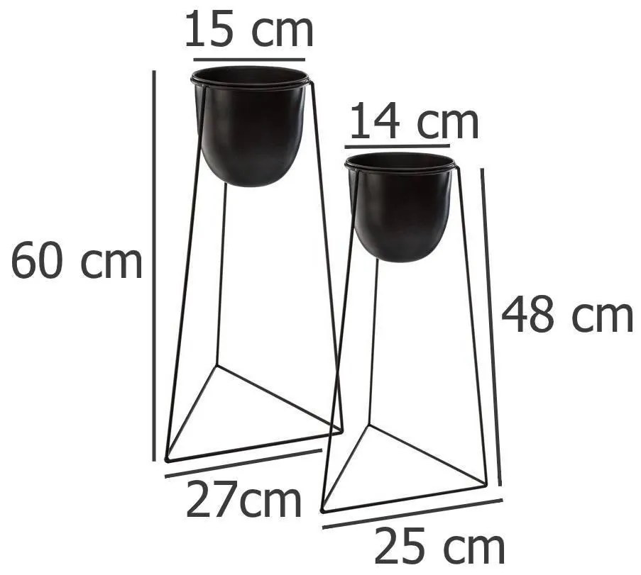 Nowoczesny kwietnik do salonu na trójnogu, 2 sztuki