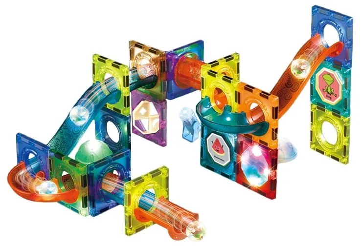 Woopie klocki magnetyczne tor kulkowy świetlny 49 el.