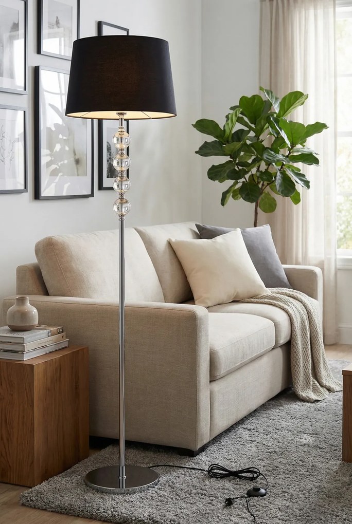 Czarna stojąca lampa podłogowa w stylu glamour 3X EX03 R2-H03