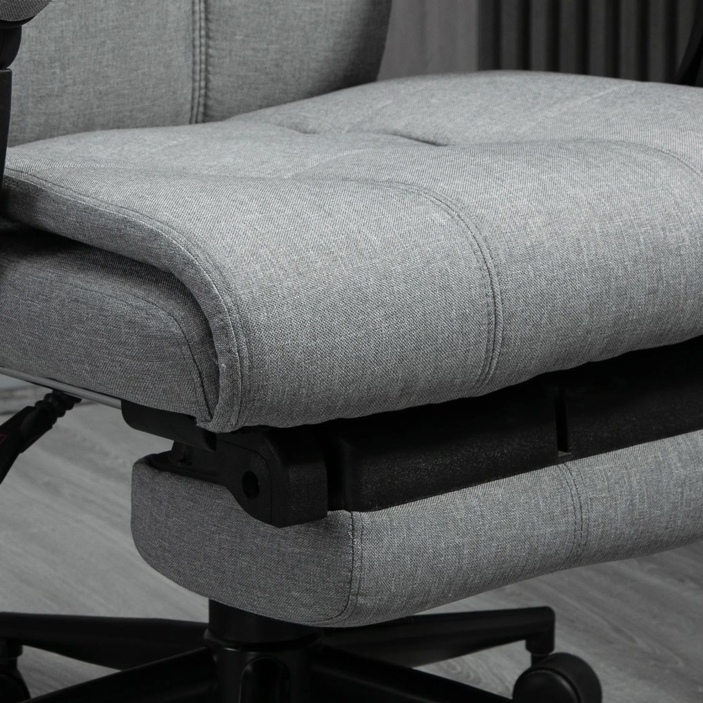 Vinsetto Fotel biurowy z podnóżkiem szary ergonomiczny regulowany 66x70x124 cm | Aosom PL