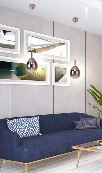 Srebrnoszara lampa wisząca - B0-T95
