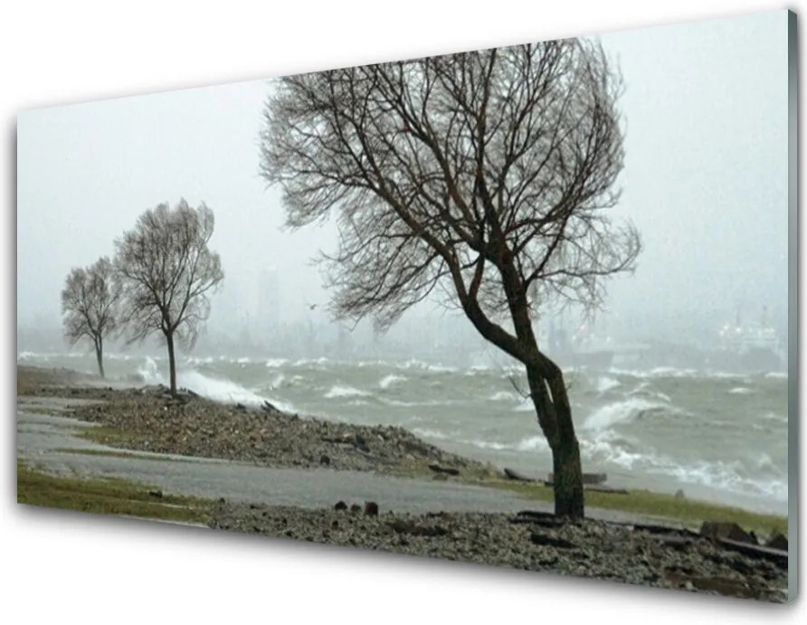 Szkło do Kuchni na Ścianę Potęga Morskiego Sztormu