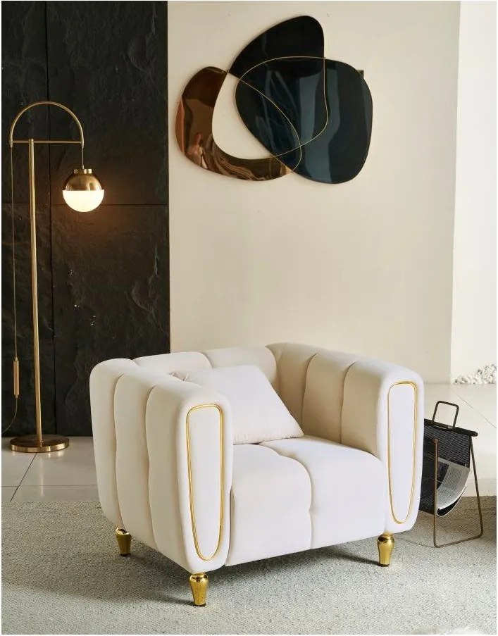 Kremowy aksamitny fotel Alma – Mauro Ferretti