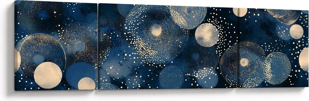 Obraz - Niebiesko-złote pierścienie (170x50 cm)