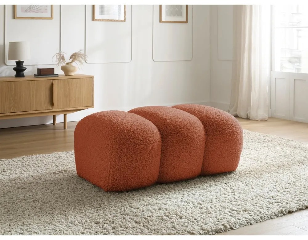 Ceglasty podnóżek z materiału bouclé Hippolyte – Bobochic Paris