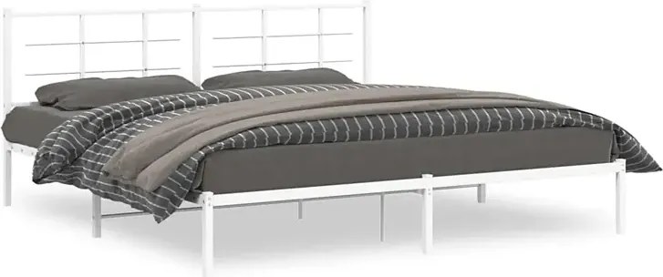 Białe metalowe łóżko małżeńskie 200x200 cm E1-B21
