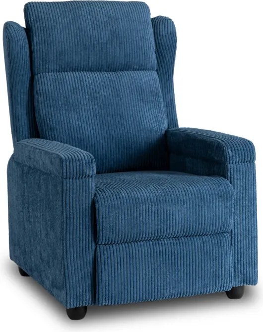 Fotel Rozkładany z Podnóżkiem SPENCER Granatowy Sztruksowy Nowoczesny