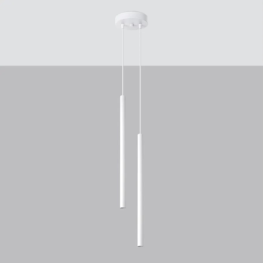 Lampy wiszące nowoczesny Brill, stal - 2 źródło światła 4000K - L.15 x H.118 cm - biały