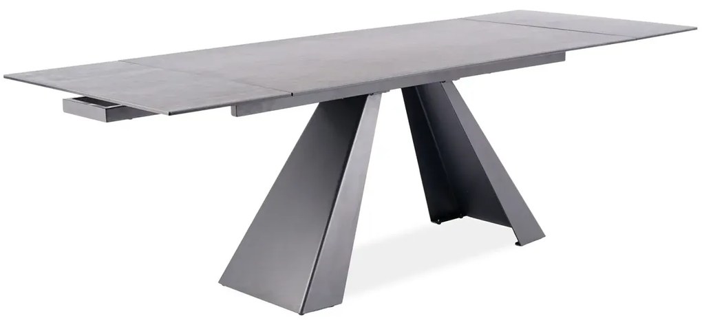 STÓŁ SALVADORE CERAMIC II  CIEMNY SZARY CORSO GREY / CZARNY MAT 120(180)X80 SIGNAL