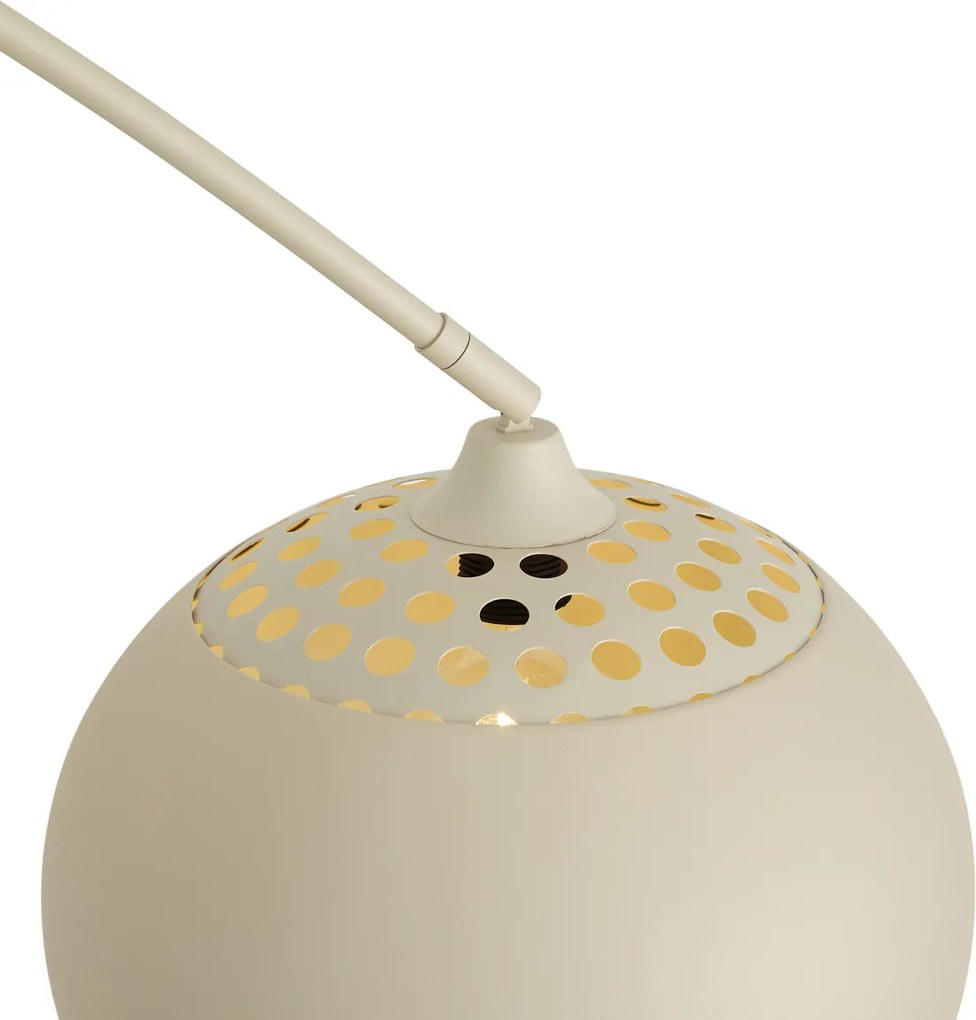 Nowoczesna Lampa Łukowa Beżowa z Marmurową Podstawą - XXL