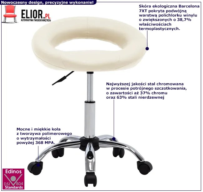 Fotel obrotowy bez oparcia kremowy G5-E22