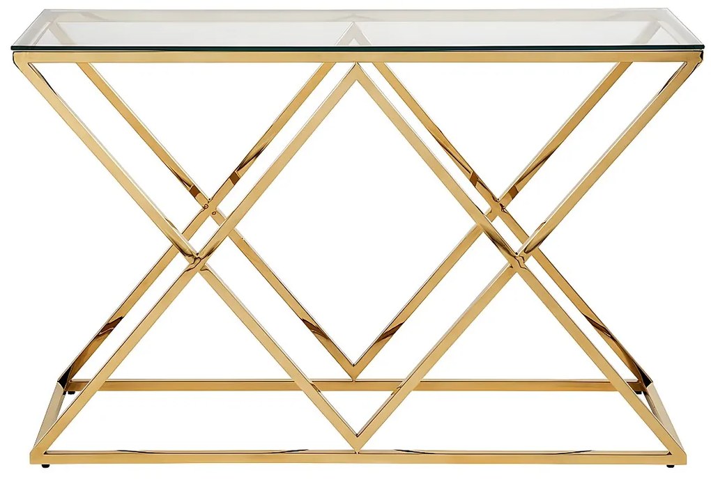 Konsola CHARLOTTE marki Pascal Morabito – szkło hartowane i stal – kolor złoty