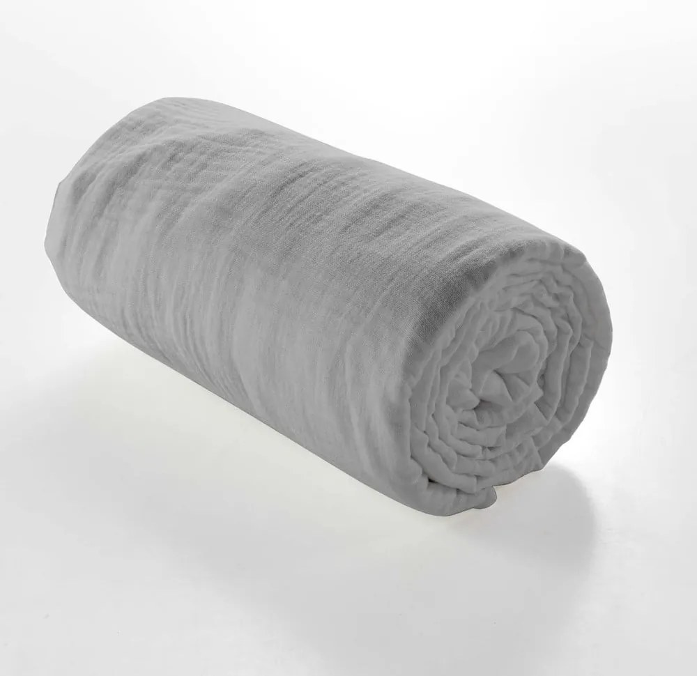Szare prześcieradło muślinowe z gumką 160x200 cm Angelia – douceur d'intérieur