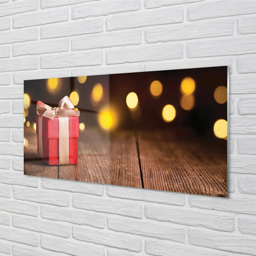 Panel szklany do Kuchni Prezent na Rustykalnym Drewnie