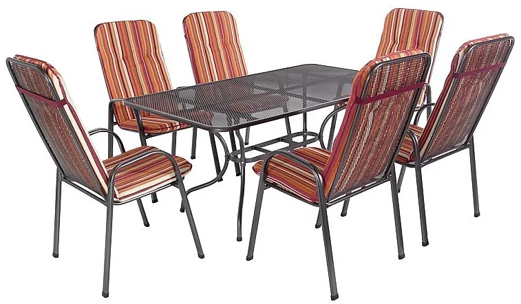 Metalowy zestaw ogrodowy SANDRA 1 + 6 stół 145x90 cm (CT309)