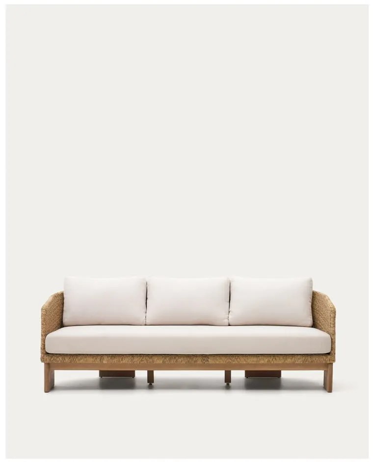Beżowo-naturalny sofa ogrodowa z imitacji rattanu Xoriguer – Kave Home