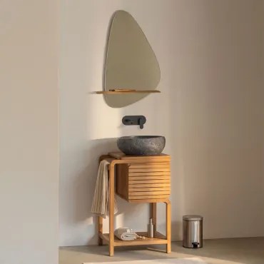 Zestaw Mebli Łazienkowych Z Drewna Tekowego Bradley Nieregularna Z Czarnego Cementu ↔︎40 Cm Fedro - Sklum