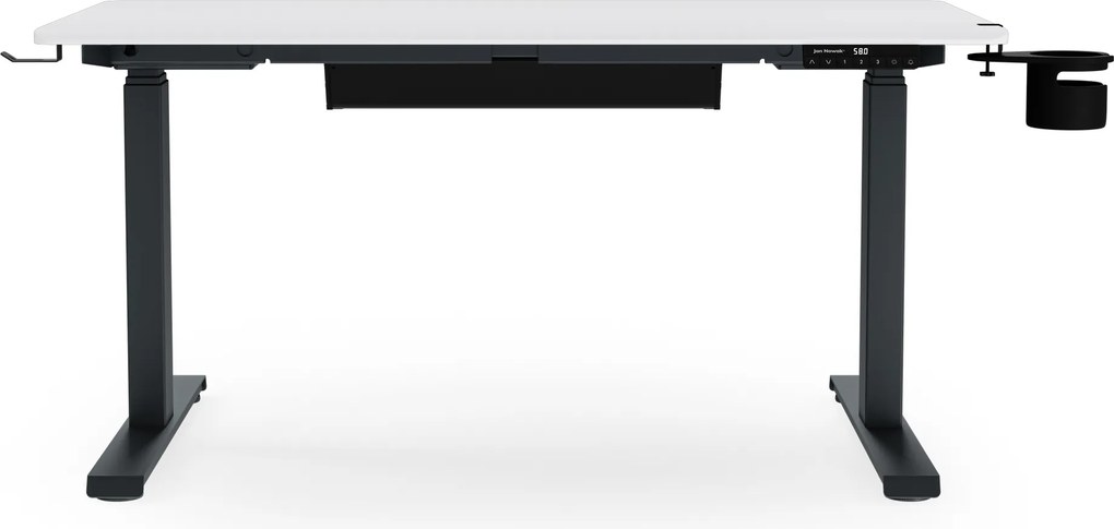 Biurko elektryczne z regulacją wysokości ergonomiczne antracytowo-białe, 1200x600 mm: ARIA