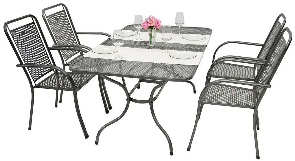 Metalowy zestaw ogrodowy SAVANA I. 1 + 4 Stół prostokątny 145x90 cm (CT0309)