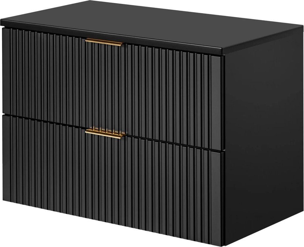 Szafka wisząca podumywalkowa czarna  mat 80 x 46 cm ASTROS Black z blatem