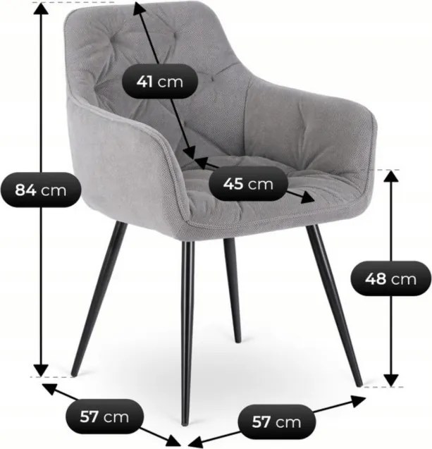 Krzesło Tapicerowane do Salonu MODESTO Szare Nowoczesne Loft