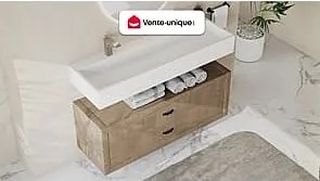Umywalka wisząca z litą powierzchnią – Biała – Szer. 120 x Głęb. 40 x Wys. 15 cm – YAMDROK