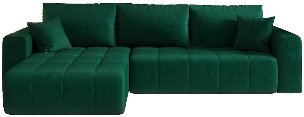 Zielony narożnik rozkładany tapicerowany welurem M4-S61