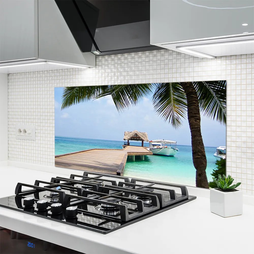 Szkło do Kuchni na Ścianę Stalowy Gigant nad Zatoką