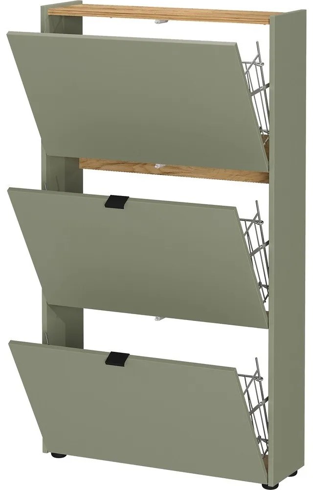 Szarobrązowa uchylna szafka na buty 71x127x22 cm Ameca – Germania