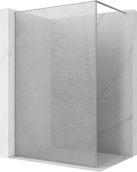 Mexen Kioto ścianka prysznicowa Walk-in 130 x 200 cm, crackle transparent 12 mm, nikiel szczotkowany - 800-130-101-97-04-X