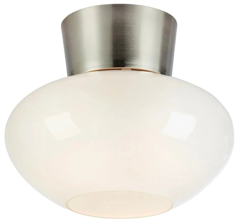 Biała/w kolorze srebra lampa sufitowa ze szklanym kloszem Malaga – Markslöjd