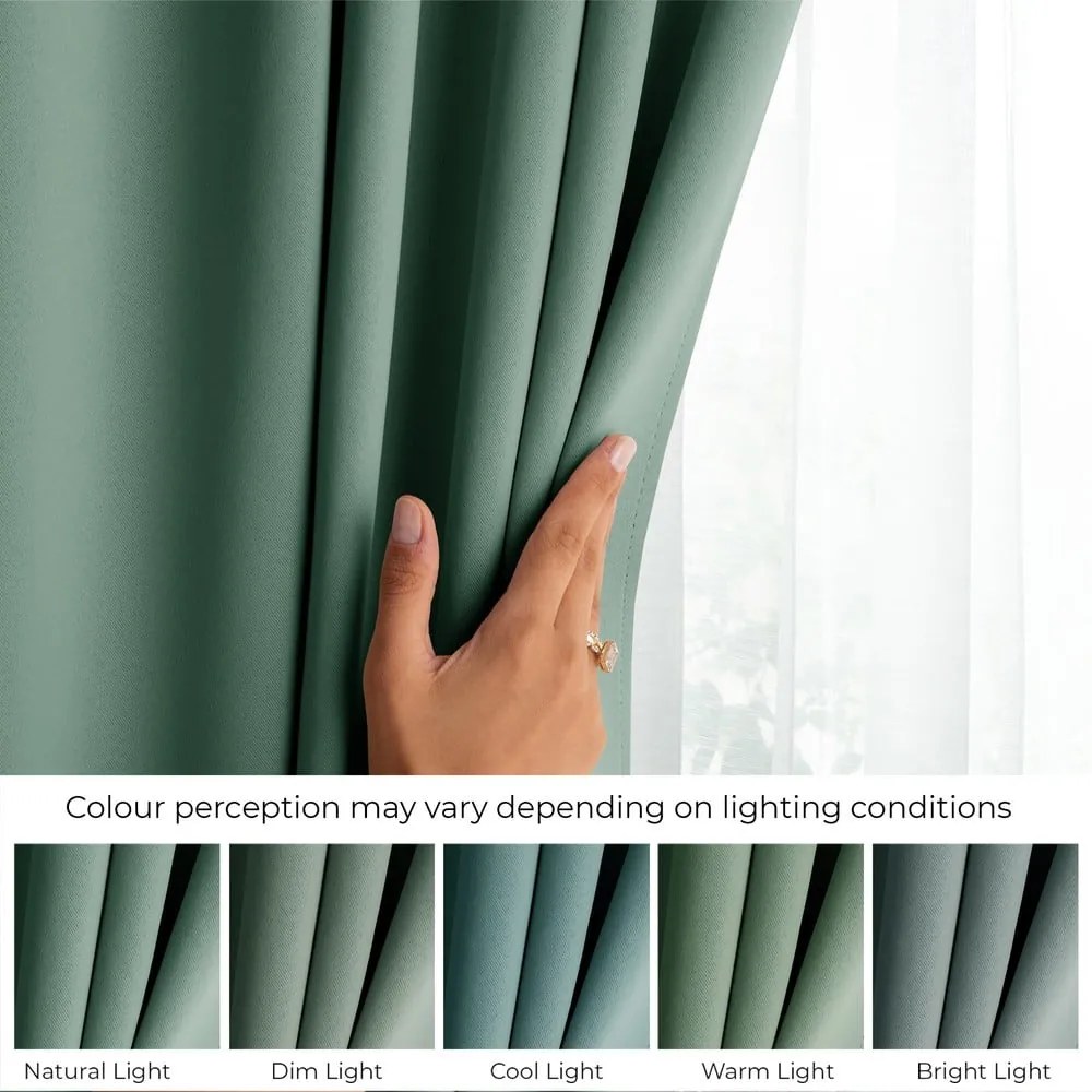 Jasnozielona zaciemniająca zasłona termiczna 140x270 cm Pleat – Restilo