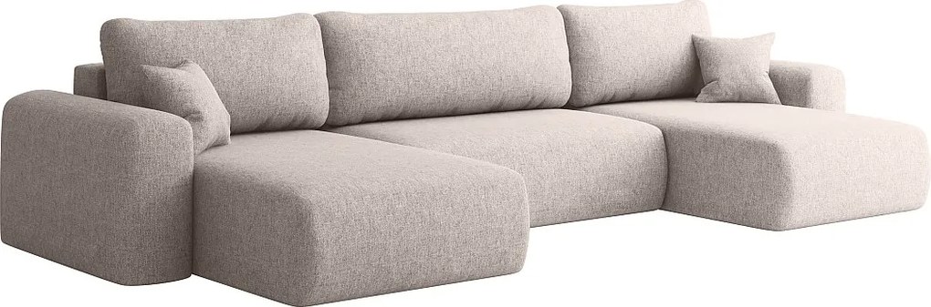 Sofa narożnik CAPRI U, z funkcją spania, do salonu, beżowy