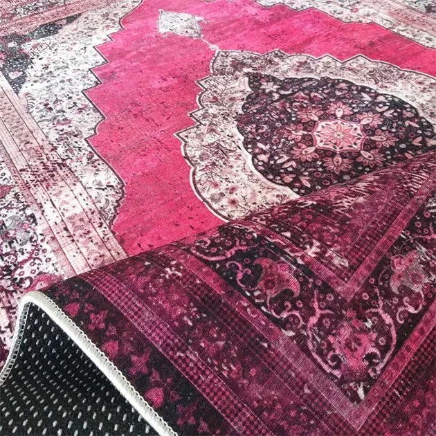 Różowy prostokątny dywan w stylu vintage N5-R81