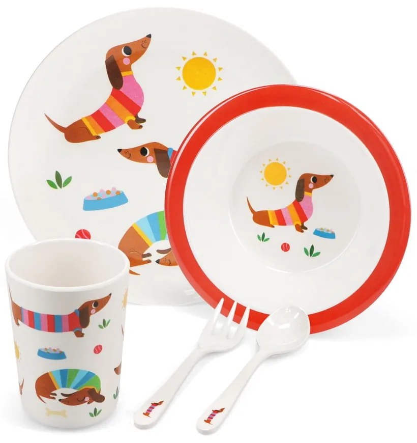 Zestaw naczyń dla dzieci 5 szt. Sunny Sausage Dog – Rex London