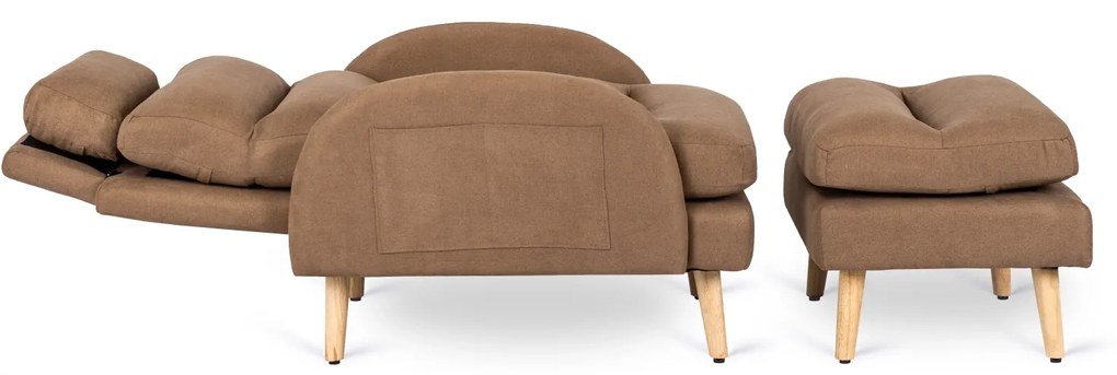 Fotel Wypoczynkowy HENRY z Podnóżkiem Brązowy Nowoczesny Loftowy