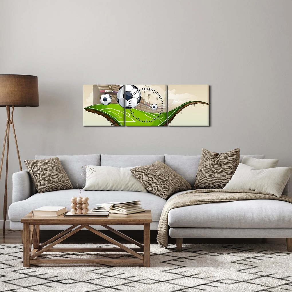 Obraz - Boisko do piłki nożnej (z zegarem) (90x30 cm)