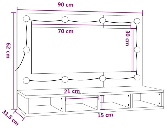 Toaletka z przegródkami na biurko beton - Bruni 3X