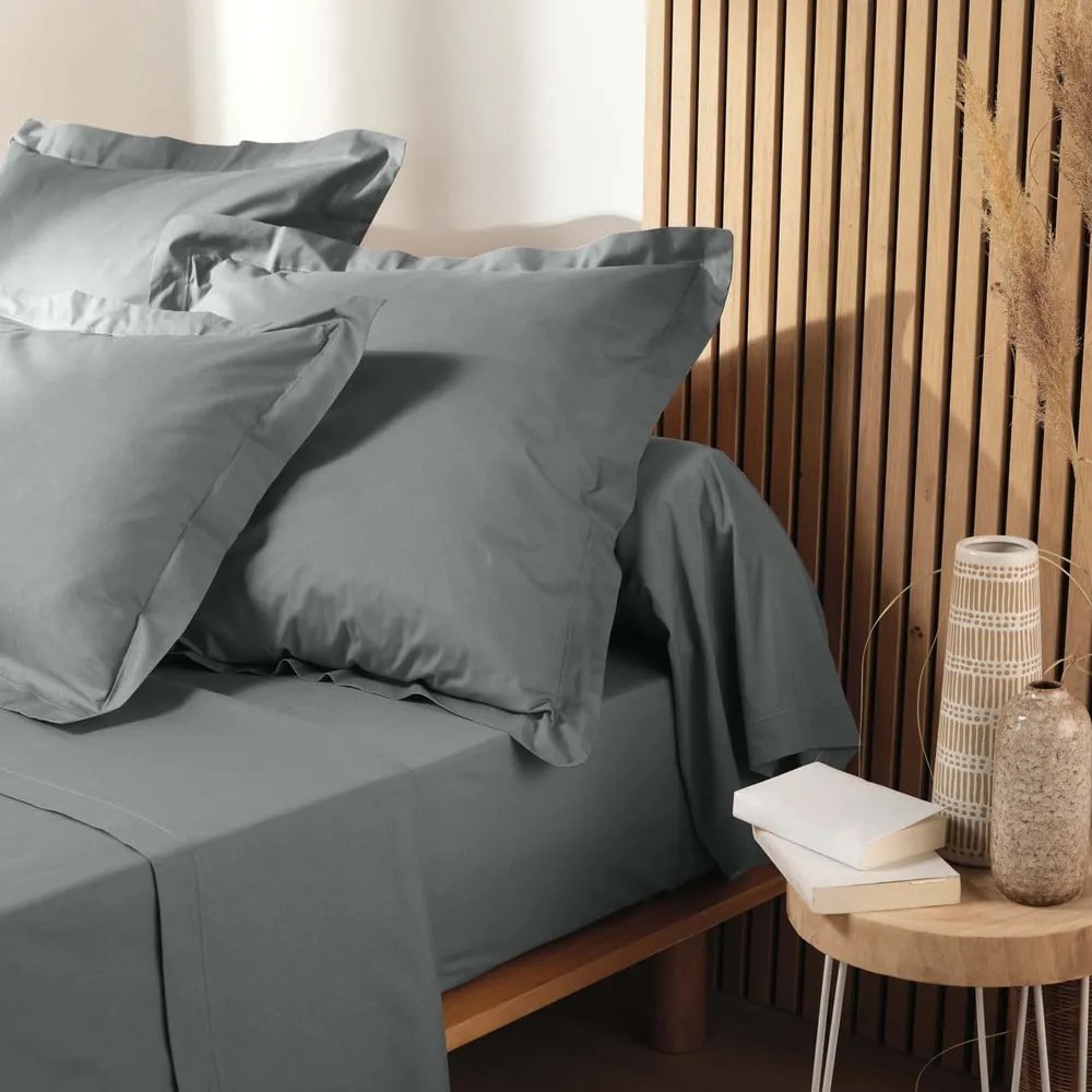 Szare prześcieradło z bawełny organicznej z gumką 140x190 cm Biolina – douceur d'intérieur