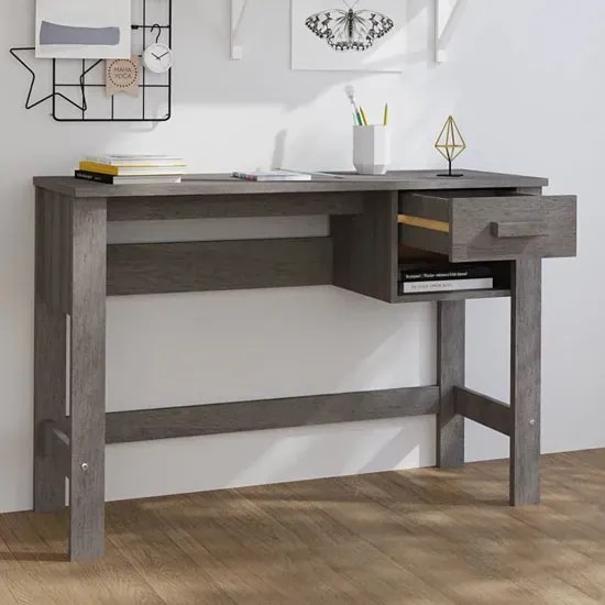 Drewniane jasnoszare biurko z szufladą K5-S44