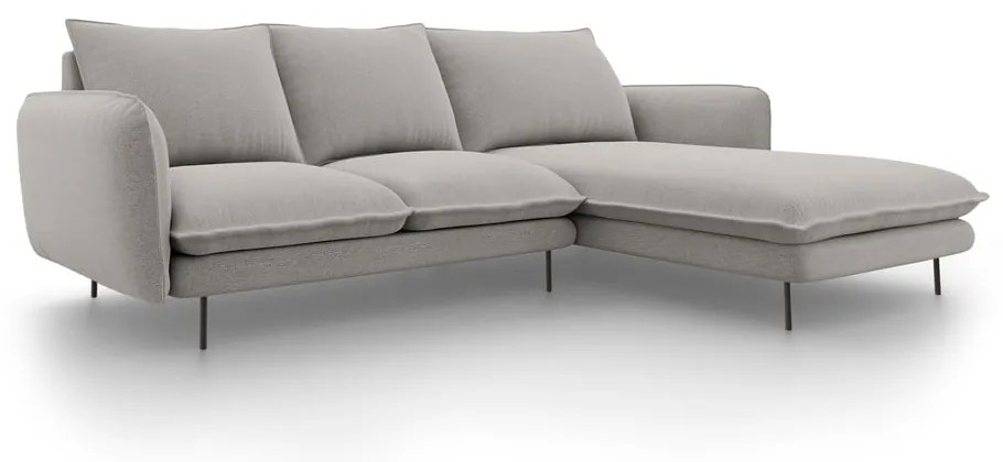 Jasnoszara sofa narożna Cosmopolitan Design Vienna, prawostronna