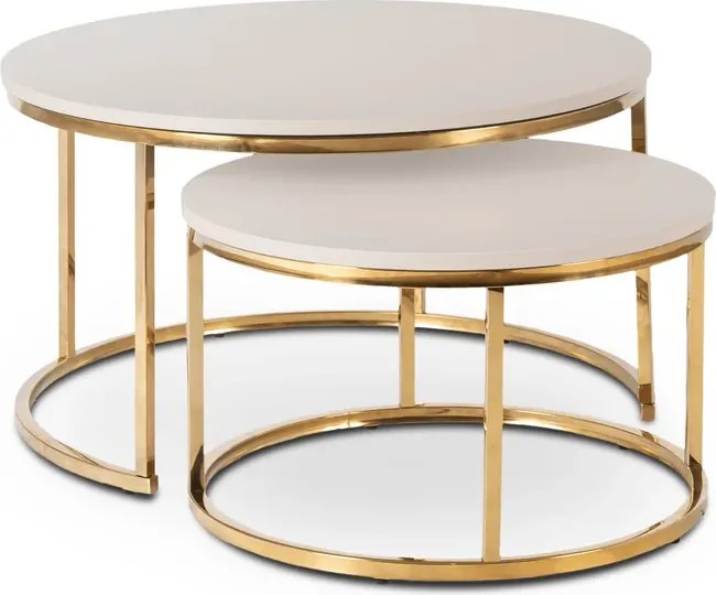 Zestaw Stolików Kawowych APULIA MAX 60 cm/80 cm Kaszmir/Złoty Glamour